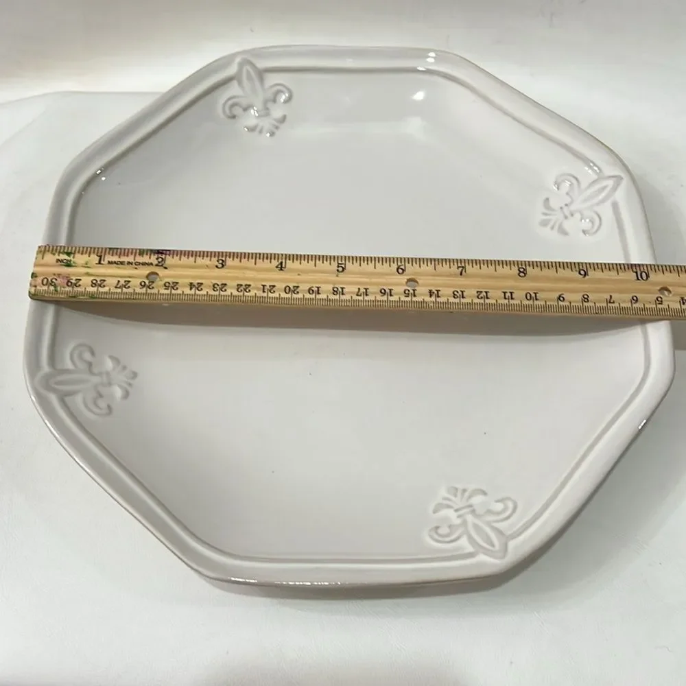 Better Homes And Gardens White Gray Octagonal Dinnerware 10 1/4 in X 1 1/4 Tall